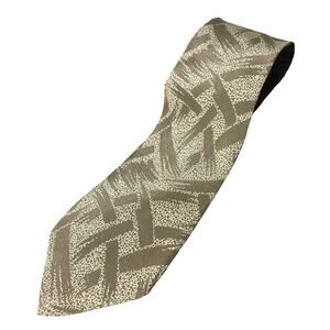 Vintage Giorgio Armani Patterned Necktie Designer Tie Khaki Tan Made in Italy